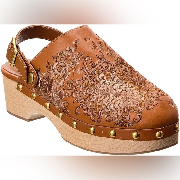 NWOT Johnny Was Mono Tonal Leather Embroidered Clog - Picture 2 of 14
